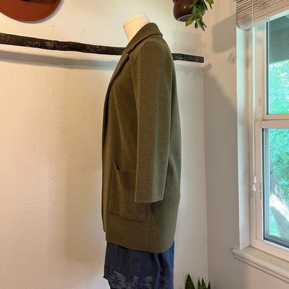 J. Crew Olive Green Merino Wool Open Style 3/4 Sleeve Cardigan Jacket Size XXS - Picture 5 of 13
